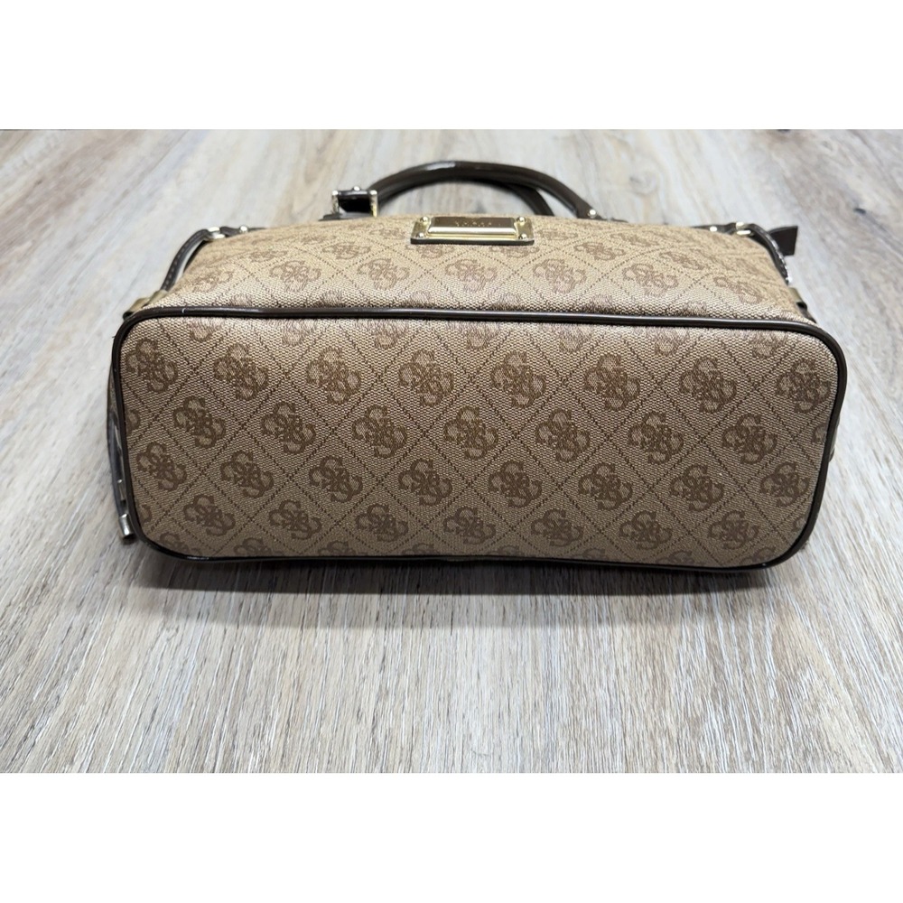 ☆ Guess Logo Print Satchel Handbag Purse + Wallet Brown Multicolor Please Read - Picture 6 of 16